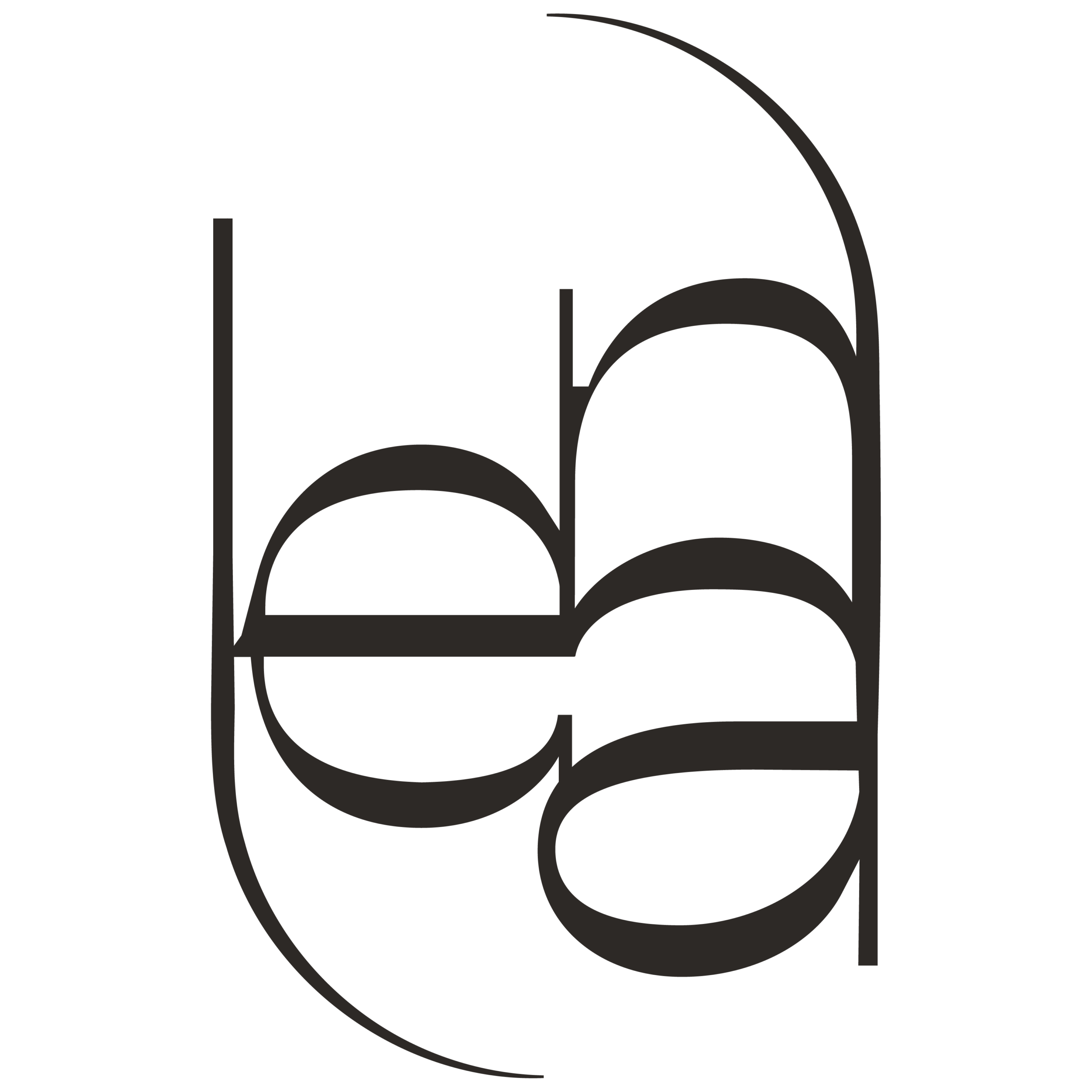 Lena modern monogram logo with stylized lowercase letters ‘lena’ formed by thin curved lines and geometric shapes in a minimalist dark design.